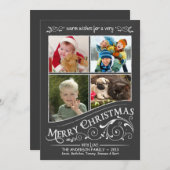 チャルクボードメリークリスマス4枚写真フラットカード シーズンカード (正面/裏面)