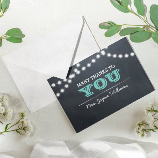 チャルクボードライトティール（緑がかった色）ありがとうございます サンキューカード