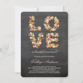 チャルクボードラブフラワーズ開花ブライダルシャワー招待状 招待状 (正面)