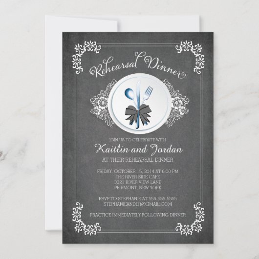 チャルクボードリハーサルディナーパーティの招待状 招待状 (正面)