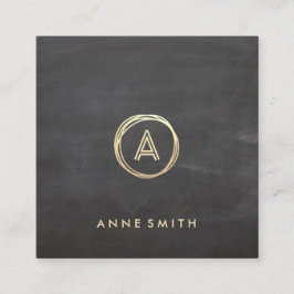 チャルクボードルクセ金ゴールドサークルモモダンノグラム スクエア名刺