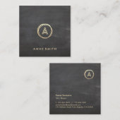 チャルクボードルクセ金ゴールドサークルモモダンノグラム スクエア名刺 (正面/裏面)