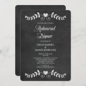 チャルクボードローレルリーフリハーサルディナー招待状 招待状 (正面/裏面)