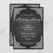 チャルクボードヴィンテージスワールホリデーパーティ 招待状 (正面/裏面)
