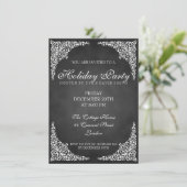 チャルクボードヴィンテージスワールホリデーパーティ 招待状 (スタンド正面)