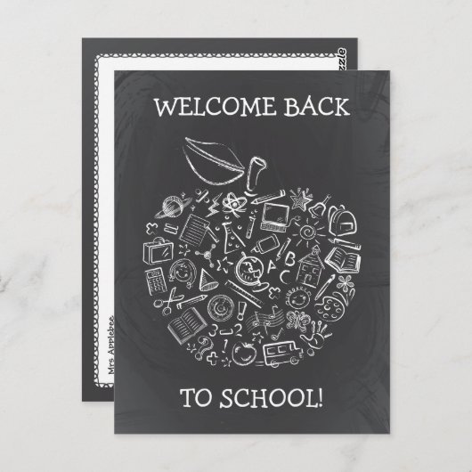 チャルクボード先生アップルはがき ポストカード (正面/裏面)