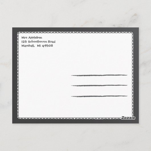 チャルクボード先生アップルはがき ポストカード (裏面)