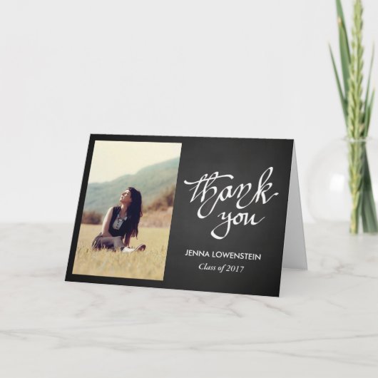 チャルクボード卒業ありがとう手書き写真 サンキューカード (正面)