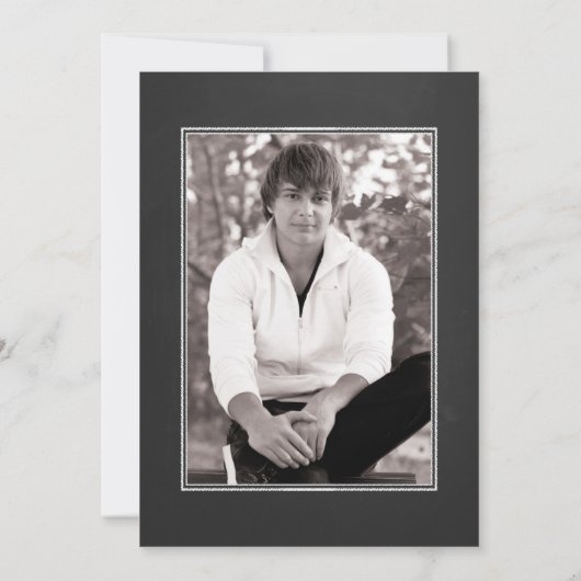 チャルクボード卒業キャップパーティの招待状写真 招待状 (裏面)