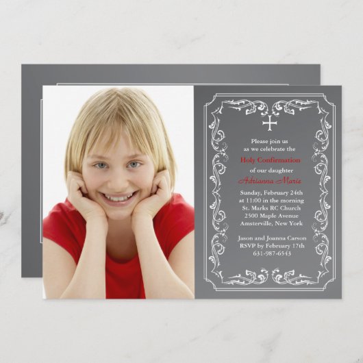 チャルクボード宗教写真招待状 招待状 (正面/裏面)