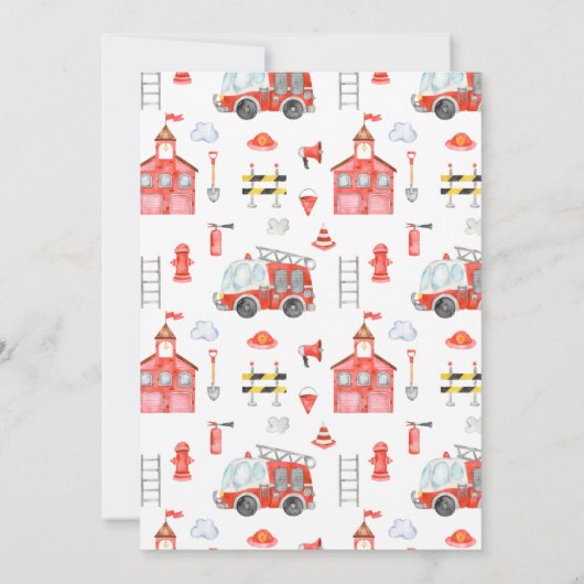 チャルクボード消防士ボーイベビーシャワー招待状 招待状 (裏面)