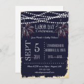 チャルクボード花火労働デーパーティの招待状 招待状 (正面/裏面)