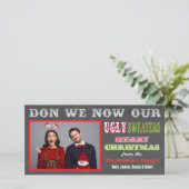 チャルクボード醜いクリスマスセーターの写真カード シーズンカード (スタンド正面)