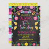 チャルクボード・ガールズ・タコ・トゥオデーメキシコ2歳の誕生日 招待状 (正面/裏面)