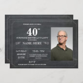チャルクボード·サプライズ·バースデー·パーティー40招待状 招待状 (正面/裏面)