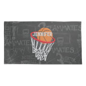 チャルクボーパーソナライズされたドバスケットボールとフープ 枕カバー (裏面)