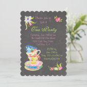 チャルクボービクトリアンド積み上げティーカップティーパーティー 招待状 (スタンド正面)