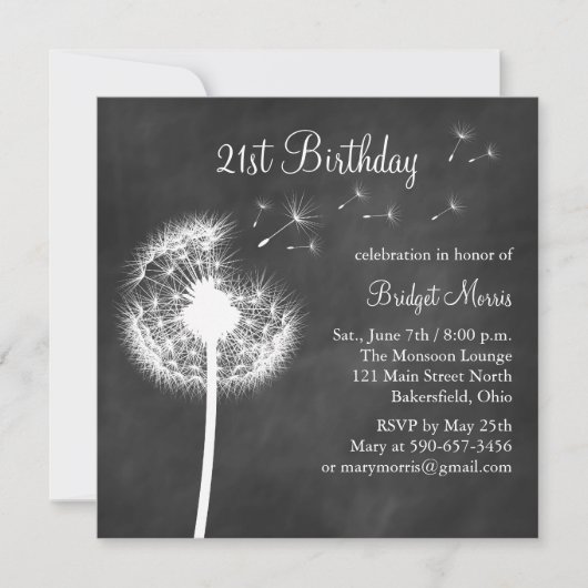 チャルクボー最高のドが21歳の誕生日を祝う招待状 招待状 (正面)