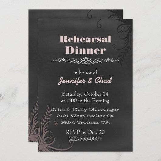 チャルクボー結婚ドルックのリハーサルディナーカスタム 招待状 (正面/裏面)
