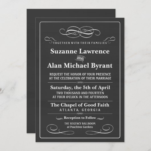 チャルクボ結婚ードの年代物ポスター 招待状 (正面/裏面)