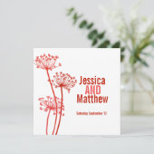 チャルビルモダンフラワーのダークレッドの結婚式の招待 招待状 (スタンド正面)