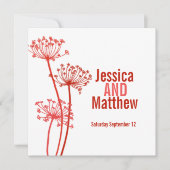 チャルビルモダンフラワーのダークレッドの結婚式の招待 招待状 (正面)