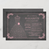 チャルモダンクボードピン結婚クのドレスブライダルシャワー 招待状 (正面/裏面)