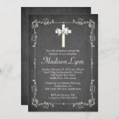 チャルモダンクボード洗礼《キリスト教》洗礼式や命名式十字 招待状 (正面/裏面)