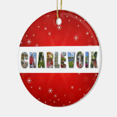 チャルヴォイミシガン旅行写真クリスマス セラミックオーナメント (左)