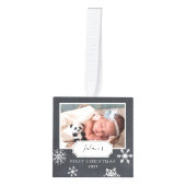 チャル素朴クボード写真集団雪 キューブオーナメント (正面)