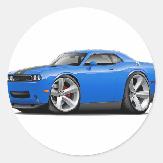 チャレンジャーSRT8ブルーブラックカー ラウンドシール (正面)