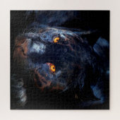 チャレンジングオールブラック大きな猫ジグソーパズル ジグソーパズル (横)