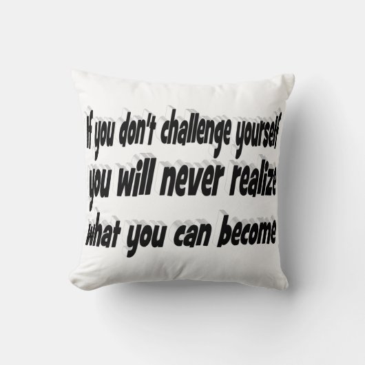 チャレンジ自分のやる気を起こさせる引用文 クッション (正面)