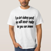 チャレンジ自分のやる気を起こさせる引用文 Tシャツ (正面)