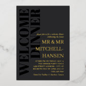 チャロアルブラック&金ゴールドタイポグラフィウェルカムディナー 箔招待状 (正面)