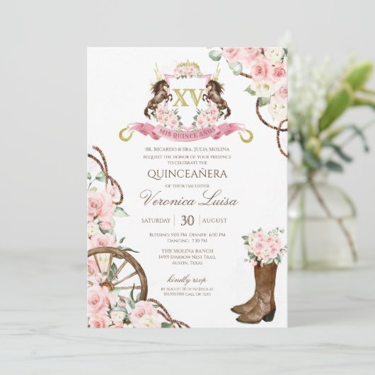 チャロエレガントキンセアニェラホワイトピンクフローラ 招待状 (スタンド正面)