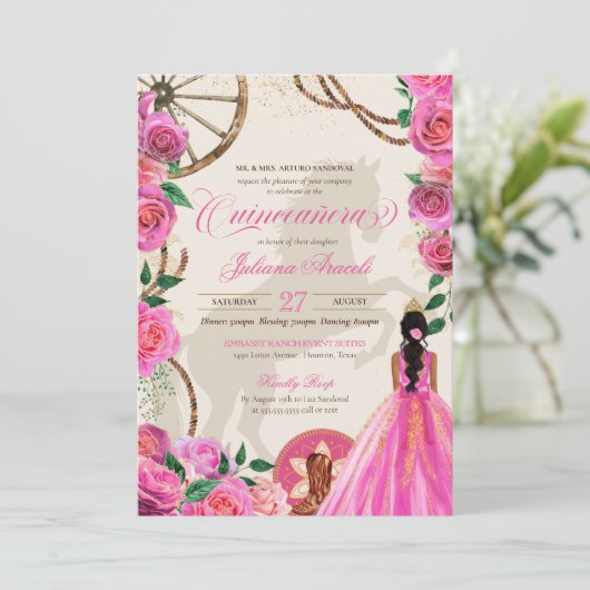 チャロエレガントピンクローズウエスタンランチキンセアニェラ 招待状 (スタンド正面)