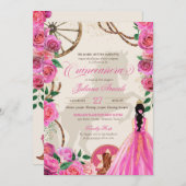 チャロエレガントピンクローズウエスタンランチキンセアニェラ 招待状 (正面/裏面)