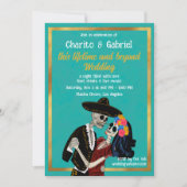 チャロカトリナシュガースカル踊りティール（緑がかった色）結婚ズ 招待状 (正面)