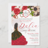 チャロキンセアニラレッドローズフローラクレストウェスタン 招待状 (正面)