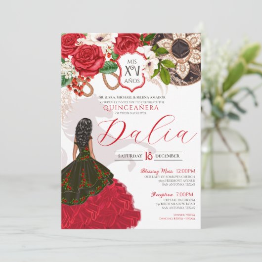 チャロキンセアニラレッドローズフローラクレストウェスタン 招待状 (スタンド正面)