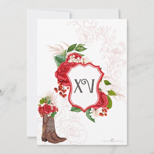 チャロキンセアニラレッドローズフローラクレストウェスタン 招待状 (裏面)