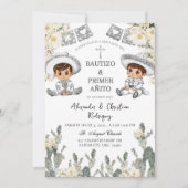 チャロツインズボーイメキシコバプテスマ&ファースト誕生日 招待状 (正面)