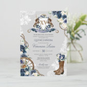 チャロホースクレスト王室のネイビーブルーキンセアニェラInv 招待状 (スタンド正面)