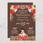 チャローの招待 赤いバラ、ハシエンダ、ひまわり 案内状 (正面/裏面)