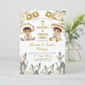 チャロ金ゴールドホワイトツインズバプテスススアンドファースト誕生日 招待状 (スタンド正面)