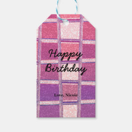 チャンキーシックモダングリッターピンクパープルグラマー ギフトタグ