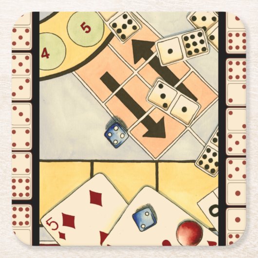 チャンスのゲームの混乱した品揃え スクエアペーパーコースター (正面)