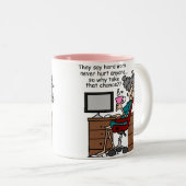 チャンスのハードワークのユーモアなぜ ツートーンマグカップ (正面右)