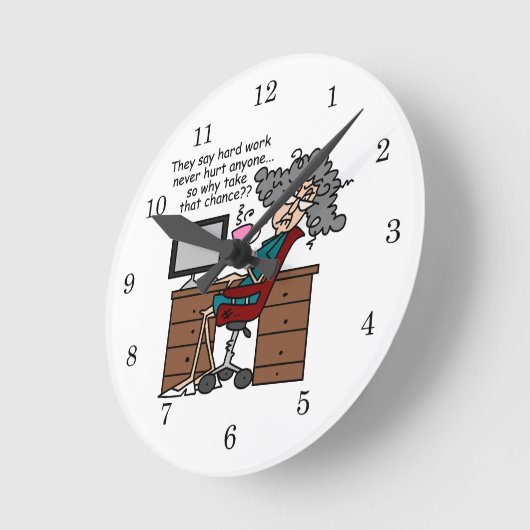 チャンスのハードワークのユーモアなぜ ラウンド壁時計 (傾斜)